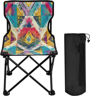 Mandala Colorful Flower Pattern Portable Outdoor Folding Chair Anti-Slip Padded Oxford Cloth Stool Camping Chair Small for Beach Hiking Fishing Gardening Quad Camp Chair