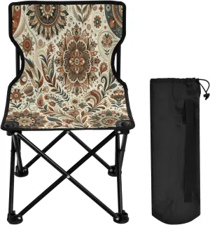 Mandala Pattern Portable Outdoor Folding Chair Anti-Slip Padded Oxford Cloth Stool Camping Chair Small for Beach Hiking Fishing Gardening Quad Camp Chair