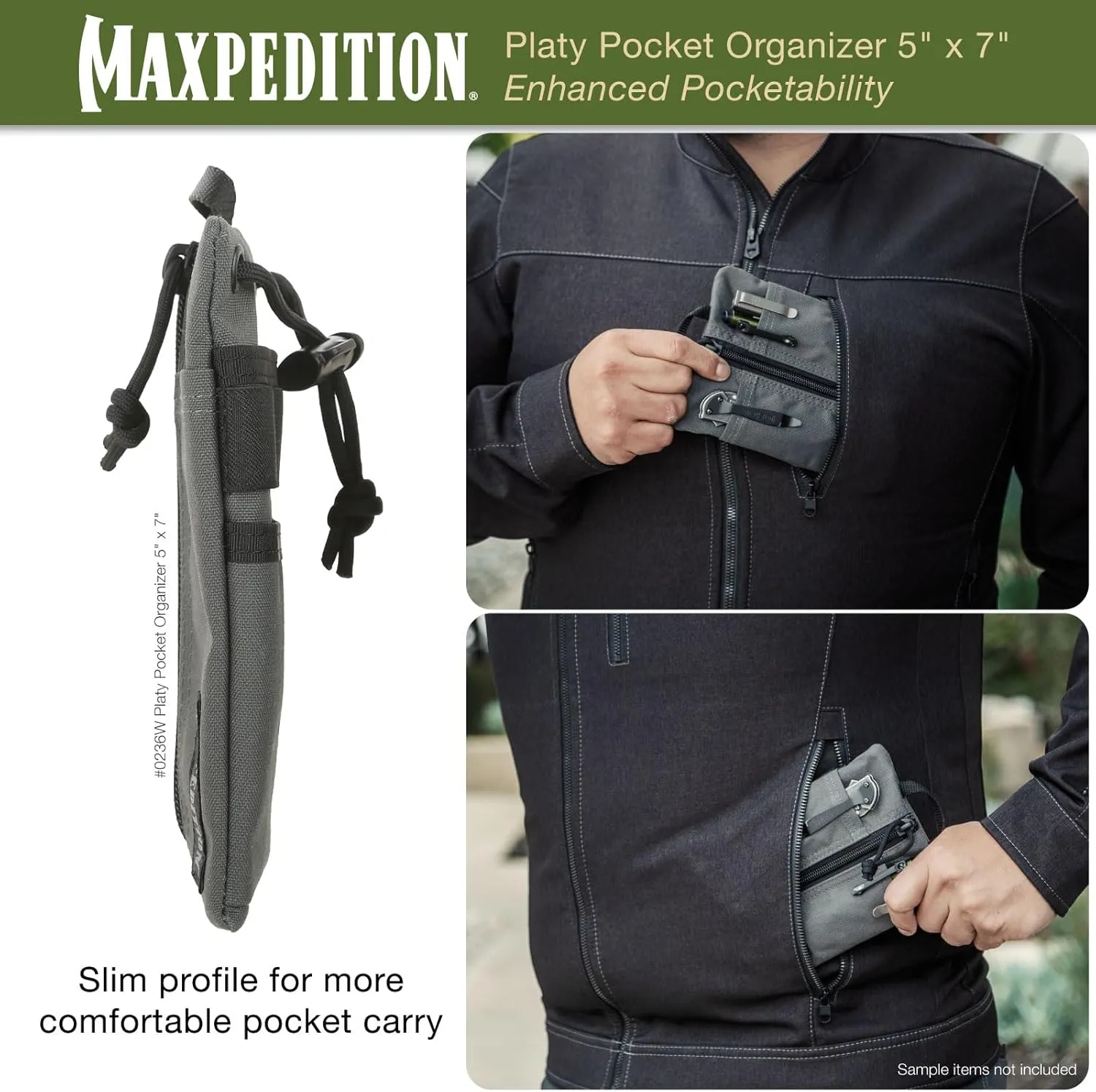 MAXPEDITION Platy Pocket Organizer, Durable EDC Tool Pouch for Men, Neck Wallet with Paracord Lanyard, Holds Flashlight, Multitool, Pen, Notebook