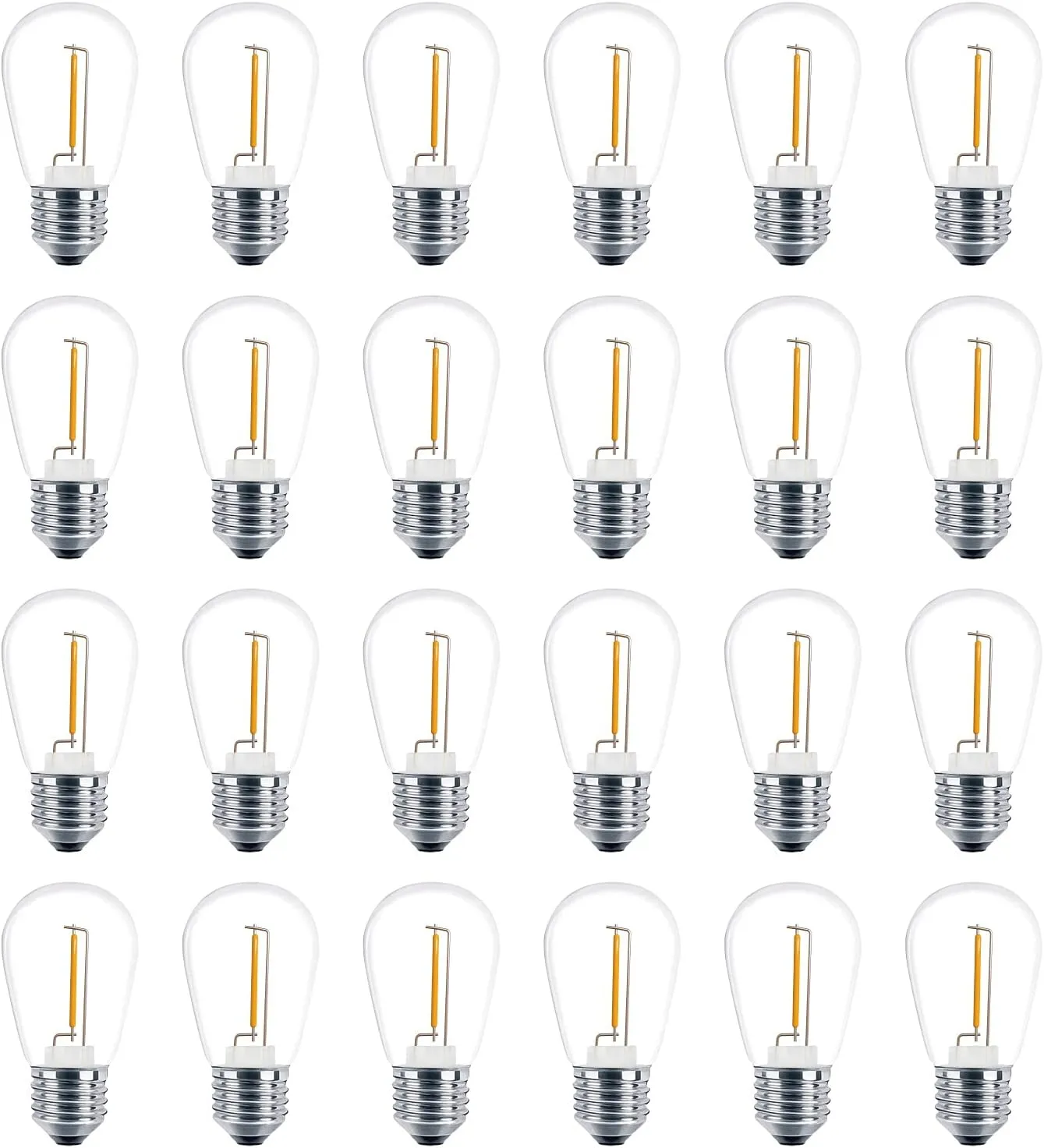 Meconard 24 Pack LED S14 Replacement Light Bulbs, Shatterproof Outdoor 1 Watt to Replace 11Watts String Incandescent Bulb, E26 Regular Medium Screw Base, 2200K Warm White, Non-Dimmable