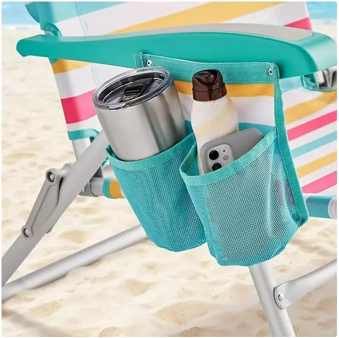 Member Mark Reclining Beach‘s Chair, Lightweight,300-lb Weight Capacity Aluminum beach's Chair, with Headrest and Storage Pocket. Perfect for Any go Out Day (Sunburst, 1 Pack)
