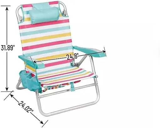 Member Mark Reclining Beach‘s Chair, Lightweight,300-lb Weight Capacity Aluminum beach's Chair, with Headrest and Storage Pocket. Perfect for Any go Out Day (Sunburst, 1 Pack)