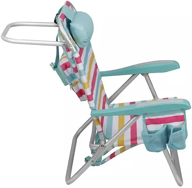 Member Mark Reclining Beach‘s Chair, Lightweight,300-lb Weight Capacity Aluminum beach's Chair, with Headrest and Storage Pocket. Perfect for Any go Out Day (Sunburst, 1 Pack)