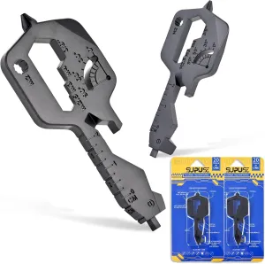 Men Keychain Multitool 2 Pack, 20 In 1 Key Shaped Pocket EDC Gadgets, Multi Tool with Drill Drive Screwdriver and Bottle Opener Keychain, Perfect Gifts for Men, Women, Dad and Outdoor, Black