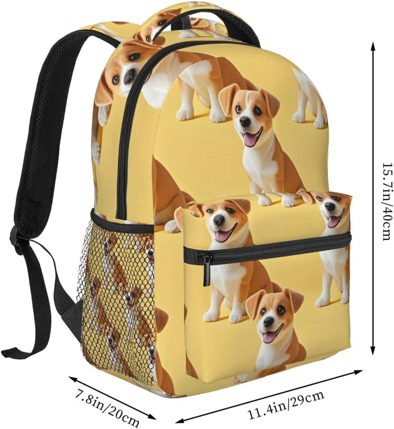 Men Women Lightweight Dog Lovers Art Daypack Bookbag Big Capacity Carry On Bag With Side Pockets for Camping Travel Bicycle