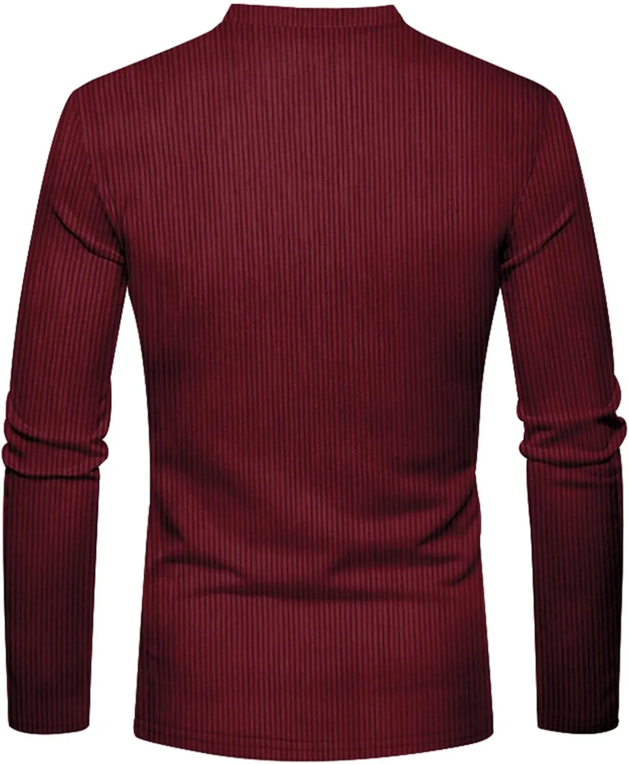 Men's Henley Shirts Corduroy Long Sleeve Button T-Shirt Casual Lightweight Pullover Shirt