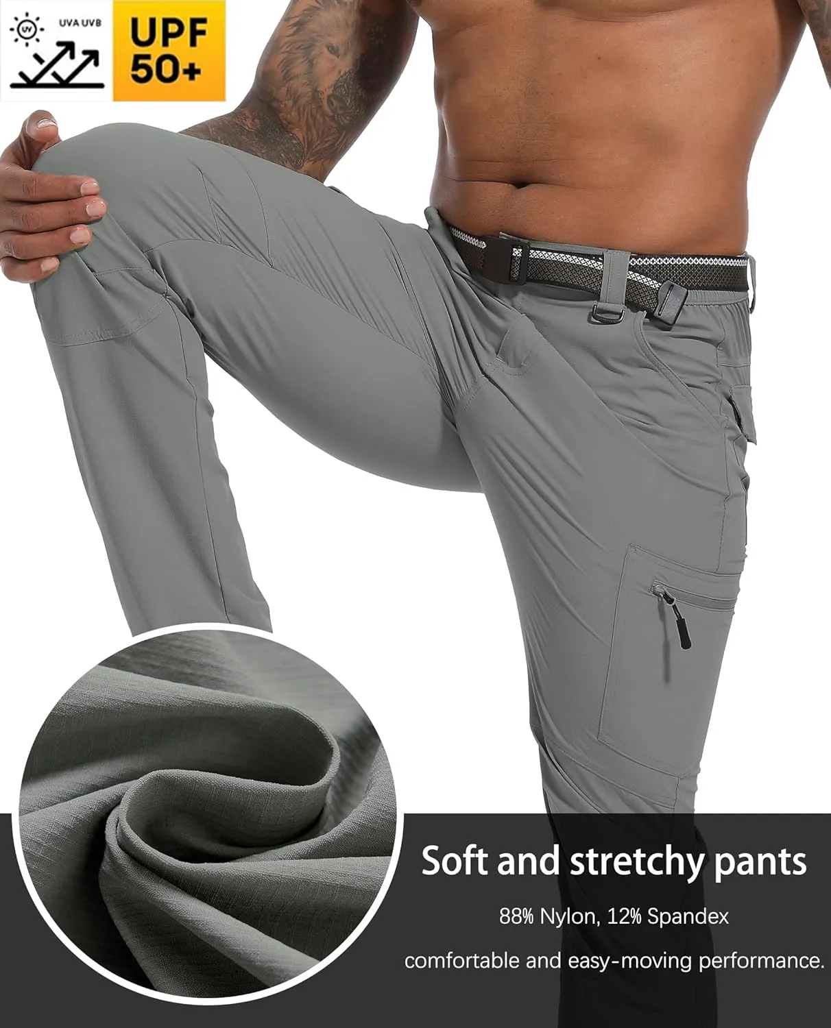 Men's Hiking Tactical Cargo Work Pants Quick Dry Waterproof Lightweight Travel Fishing Camping Outdoor Pants
