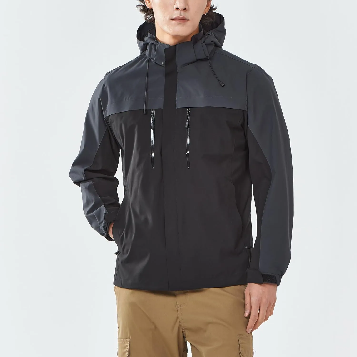 Men's Jacket with Hood Waterproof Windbreaker Lightweight Rainproof Jacket