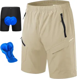 Men's Mountain Bike Shorts 3D Padded Baggy Bicycle Riding Cycling Shorts Quick Dry Lightweight Biking Shorts