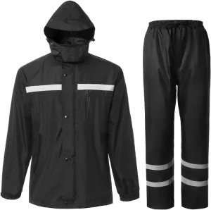 Men's Rain Suit High Visibility Reflective Work Rain Jacket Pants for All Sport Farm Fishing Motorcycle
