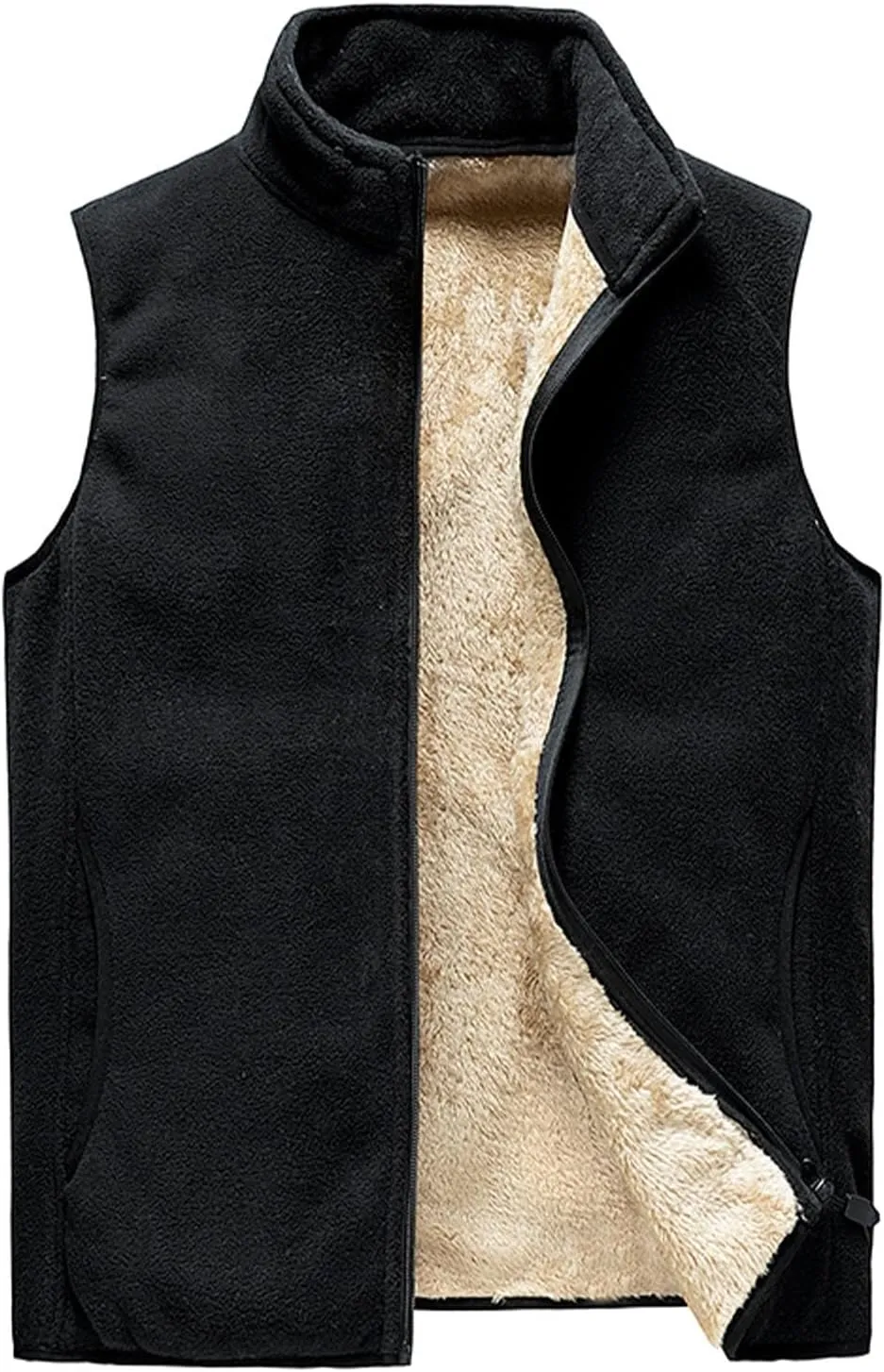 Men's Vest Stand Collar Padded Thicken Warm Winter Zip Up Jacket Sleeveless Casual Outdoor Sports Travel Vest