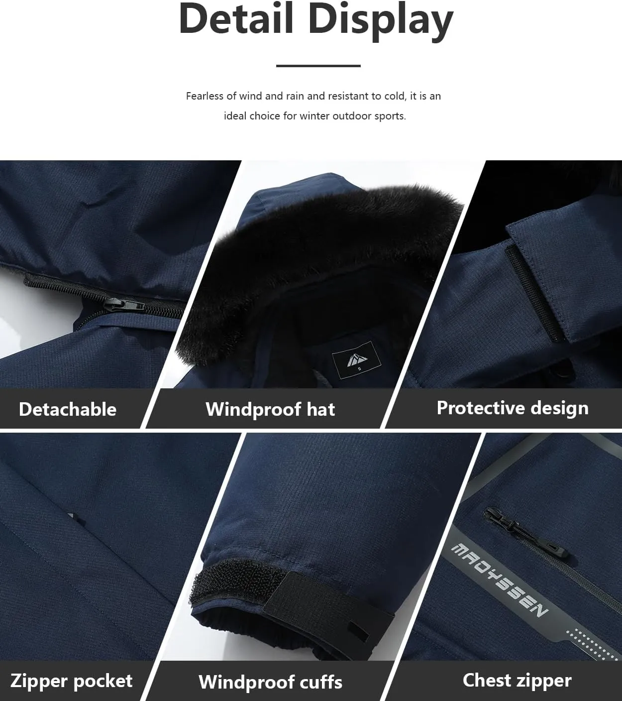 Men's Waterproof Ski Jacket Warm Winter Snow Coat Mountain Windbreaker Fur Hooded Snowboarding Jakcet Parka
