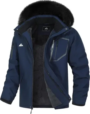 Men's Waterproof Ski Jacket Warm Winter Snow Coat Mountain Windbreaker Fur Hooded Snowboarding Jakcet Parka