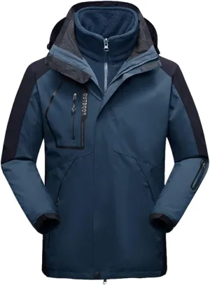 Men's Winter Waterproof 2 in 1 Jacket Outdoor Sport Warm Coat Hiking Camping Trekking Skiing Male Ski Jackets