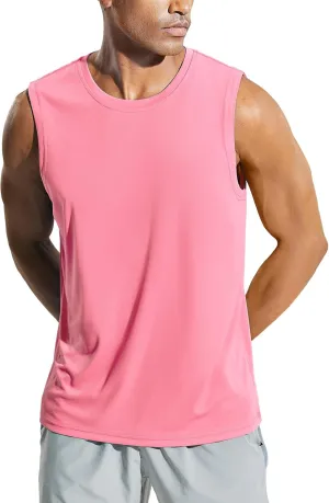 MIER Men's Workout Tank Tops UPF 50  Swim Shirts Quick Dry Running Sleeveless UV Protection Muscle Tees