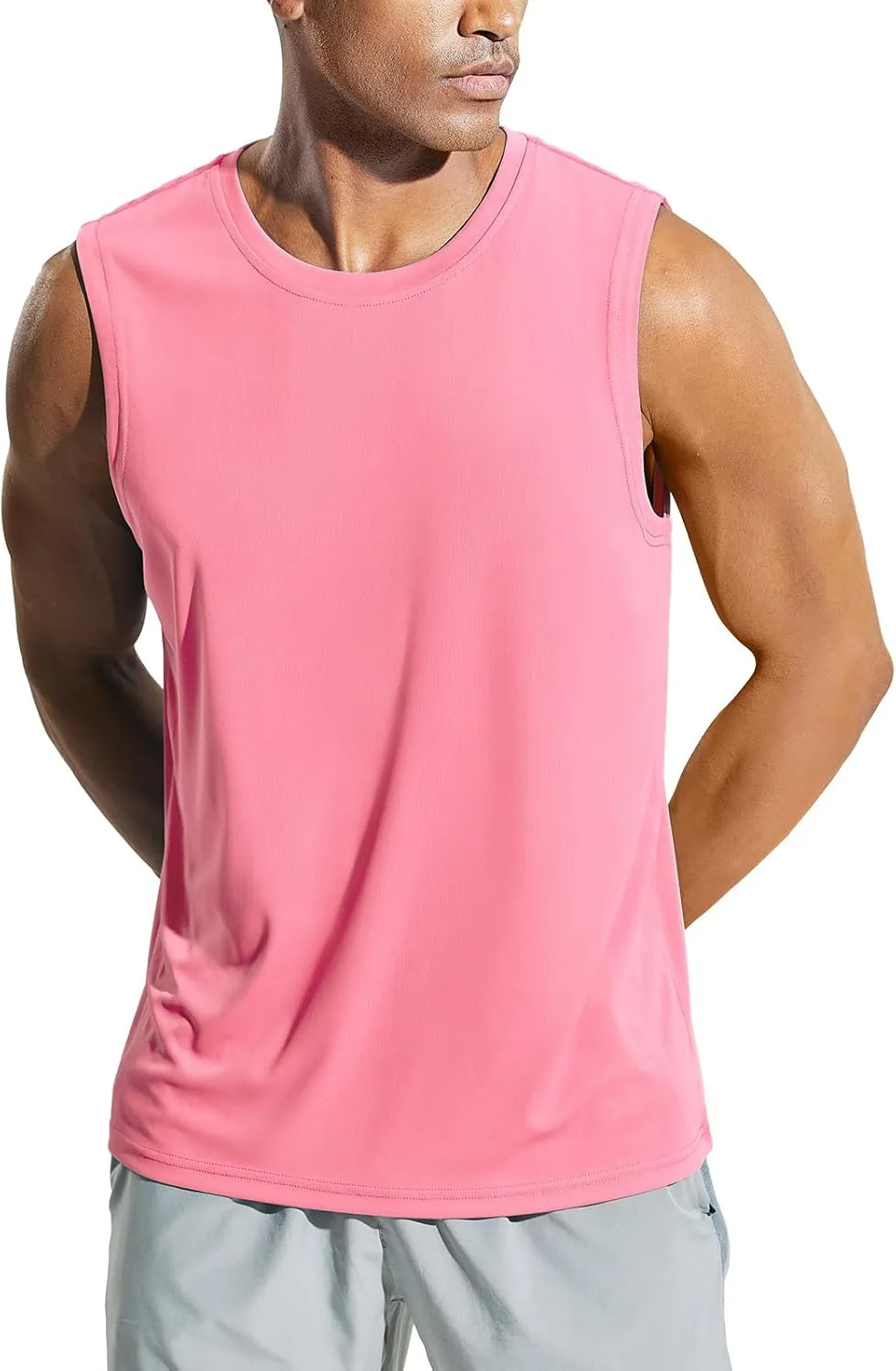MIER Men's Workout Tank Tops UPF 50  Swim Shirts Quick Dry Running Sleeveless UV Protection Muscle Tees