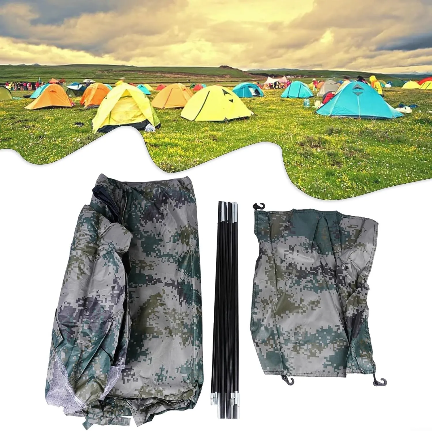 Mini Camping Tent Lightweight Backpacking Tent,Camouflage Outdoor Equipment for Camping Hiking Biking Trip Upgraded Large Space