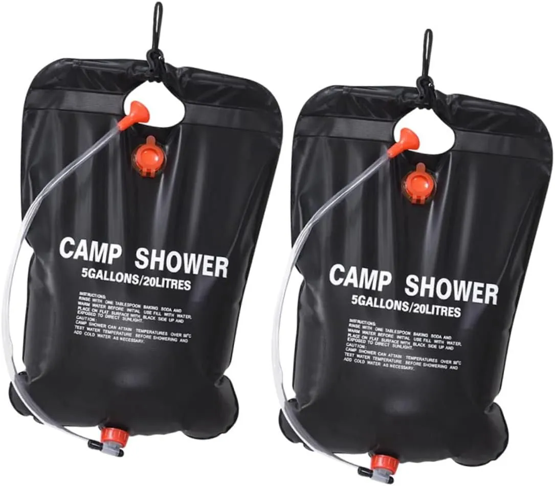 Mipcase 2Pcs Solar Camping Shower Bag Outdoor Hot Water Shower Bags for Hiking Travel Beach Use Lightweight Portable for Camping Enthusiasts