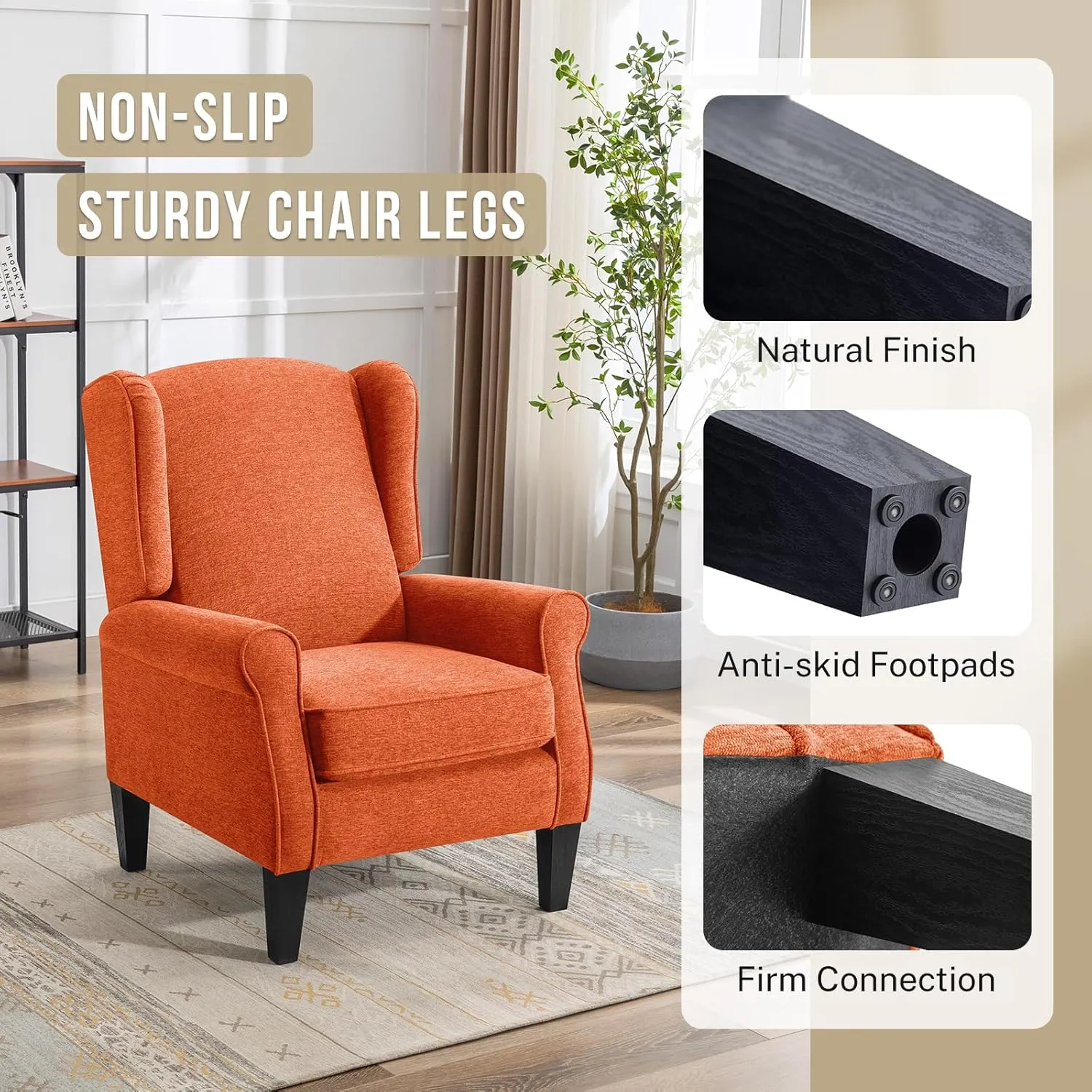Modern Accent Chair, Chenille Fabric Armchair with High Resilience Sponge & Sturdy Legs, Comfy Single Sofa Chair for Bedroom, Living Room, Reading & Balcony
