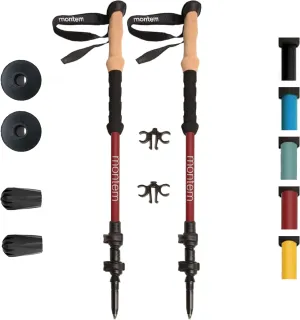 Montem Ultra Light 100% Carbon Fiber Trekking, Walking, and Hiking Poles - One Pair (2 Poles) - Ultra Light, Quick Locking, Foldable, Weather-Resistant and Ultra Durable