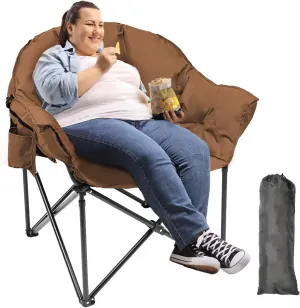 MOPHOTO Oversized Folding Camping Chair, Portable Oversize Camping Chairs for Adults, Fully Padded Folding Chairs Outdoor Sports, Lawn Chair Patio Lounge Chairs 500 LBS Capacity