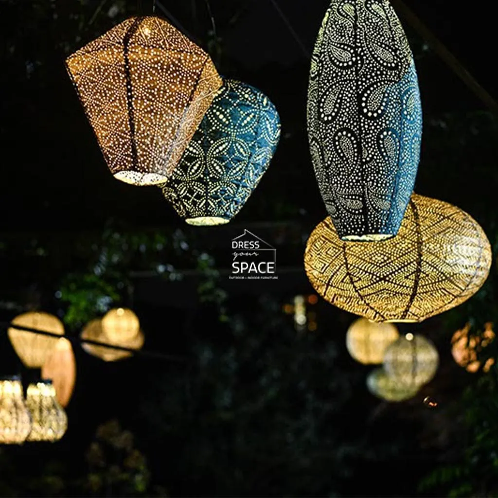 Mosaic Oval 40 - Grey Blue - Solar Lantern