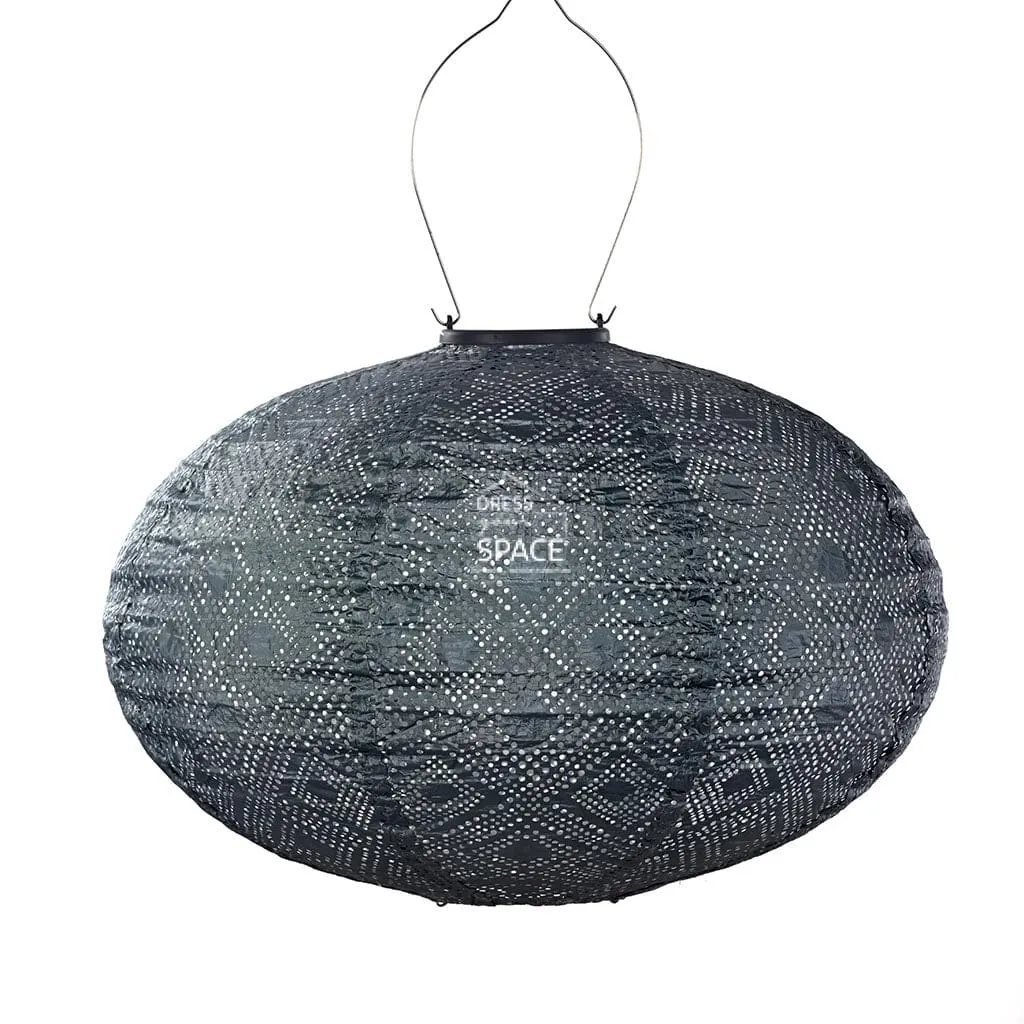 Mosaic Oval 40 - Grey Blue - Solar Lantern