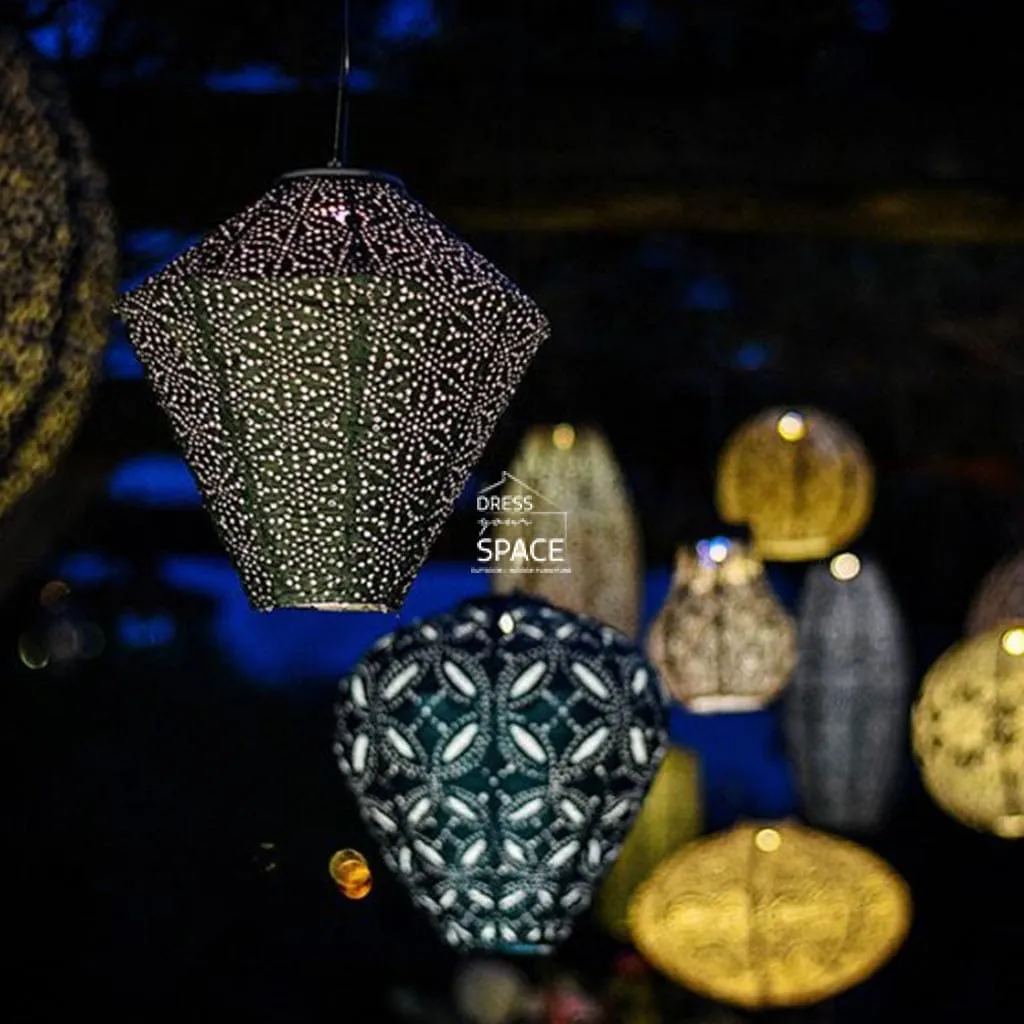 Mosaic Oval 40 - Grey Blue - Solar Lantern