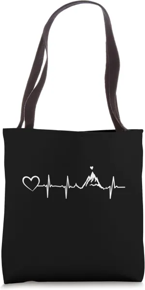 Mountain Heartbeat Hearts - Mountains Hiking Alps Trekking Tote Bag