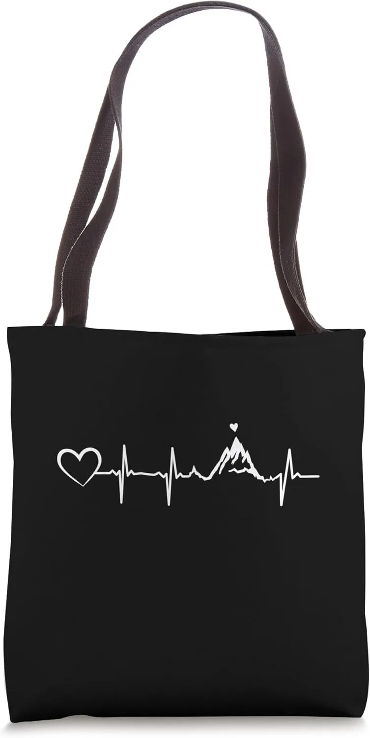 Mountain Heartbeat Hearts - Mountains Hiking Alps Trekking Tote Bag