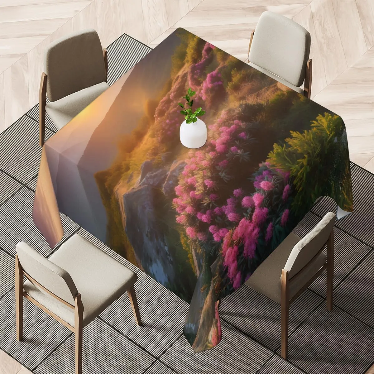 Mountain Top Sunrise 36 x 36 Inch Square Tablecloth Peak Flower 36 x 36 Inch Square Tablecloth for Dining Tables, Buffet Parties and Camping