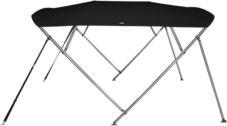 MSC 3 Bow 4 Bow Bimini Top Boat Cover,600D Solution Dyed Polyester,2 Support Poles& 4 Adjustable Straps Included