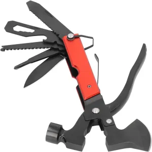 Multi Tool Hammer, Stainless Steel Axe Knife Pliers Tool with Safety Lock, Camping Gear for Outdoor Activities, Lightweight and Compact Design, Nylon Pouch for Storage
