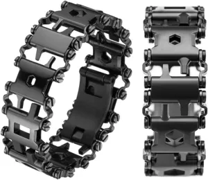 Multitool 29 in 1 Stainless Steel Multifunctional Bracelet, Travel Friendly, Survival Bracelet Suitable for Sailing, Travel, Camping, Hiking - Black