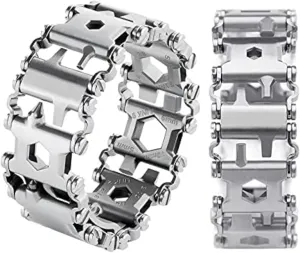 Multitool 29 in 1 Stainless Steel Multifunctional Bracelet, Travel Friendly, Survival Bracelet Suitable for Sailing, Travel, Camping, Hiking - Silver