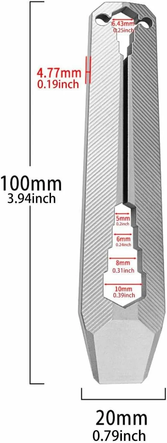Multitool for Keychain Wrench Metal Lightweight for Men Survival Pocket Tool Utility Gadget for Mountaineering Hiking Outdoor, 10x2cm