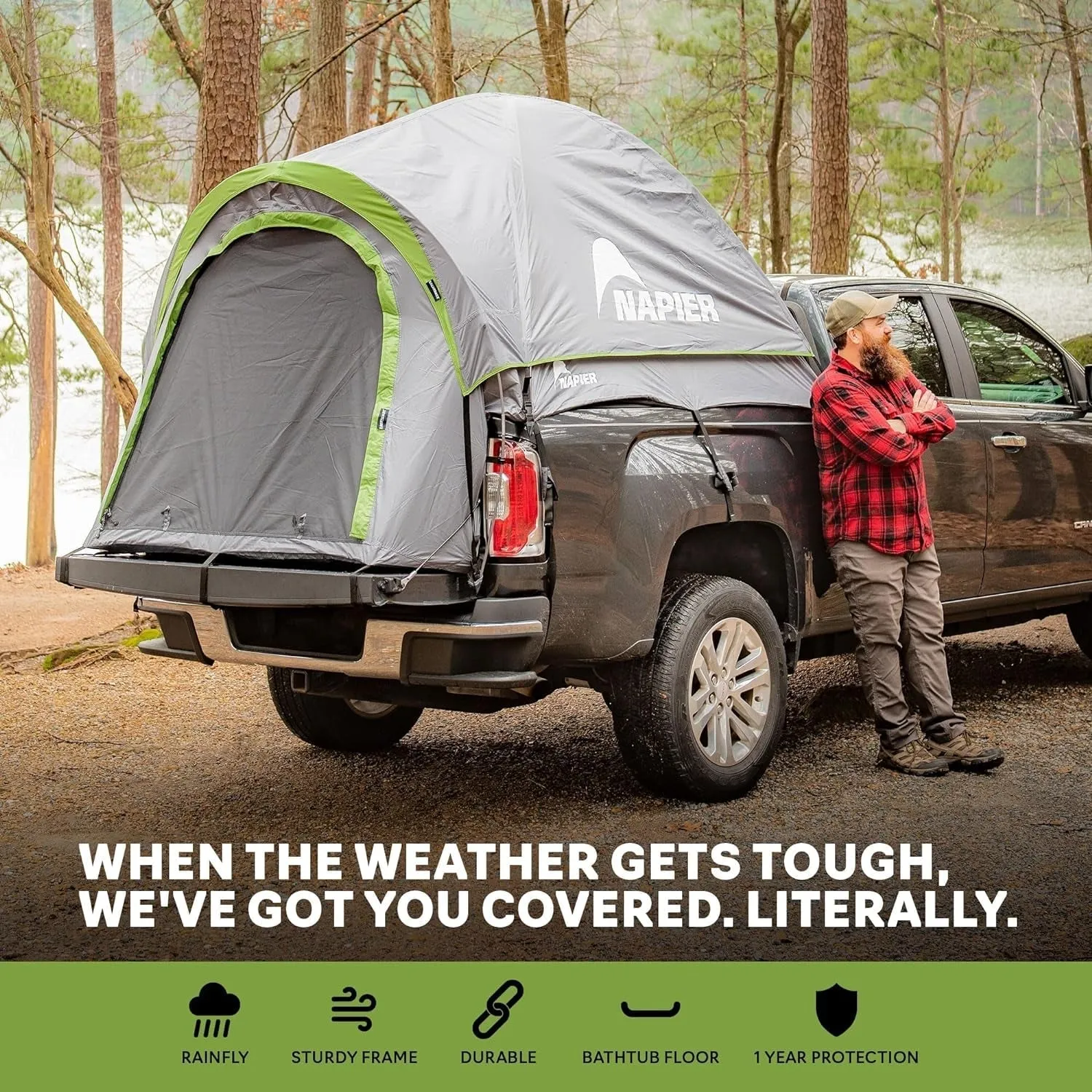 Napier Backroadz Truck Tent: Easy Setup, Waterproof & Spacious 2-Person Camping Shelter