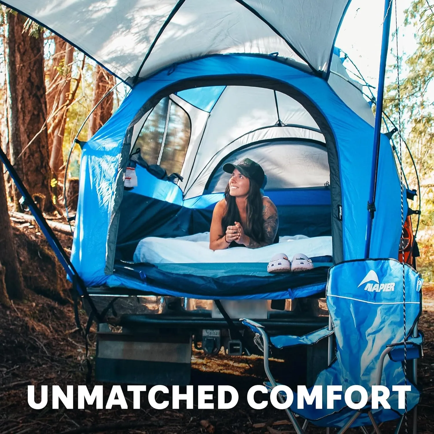 Napier Sportz Truck Bed Camping Tent - Waterproof 2-Person Tents - Easy to Install in 15 Minutes - Compact Storage Case - Sturdy Camp & Adventure Shelter - Spacious, Secure, Truck Accessories