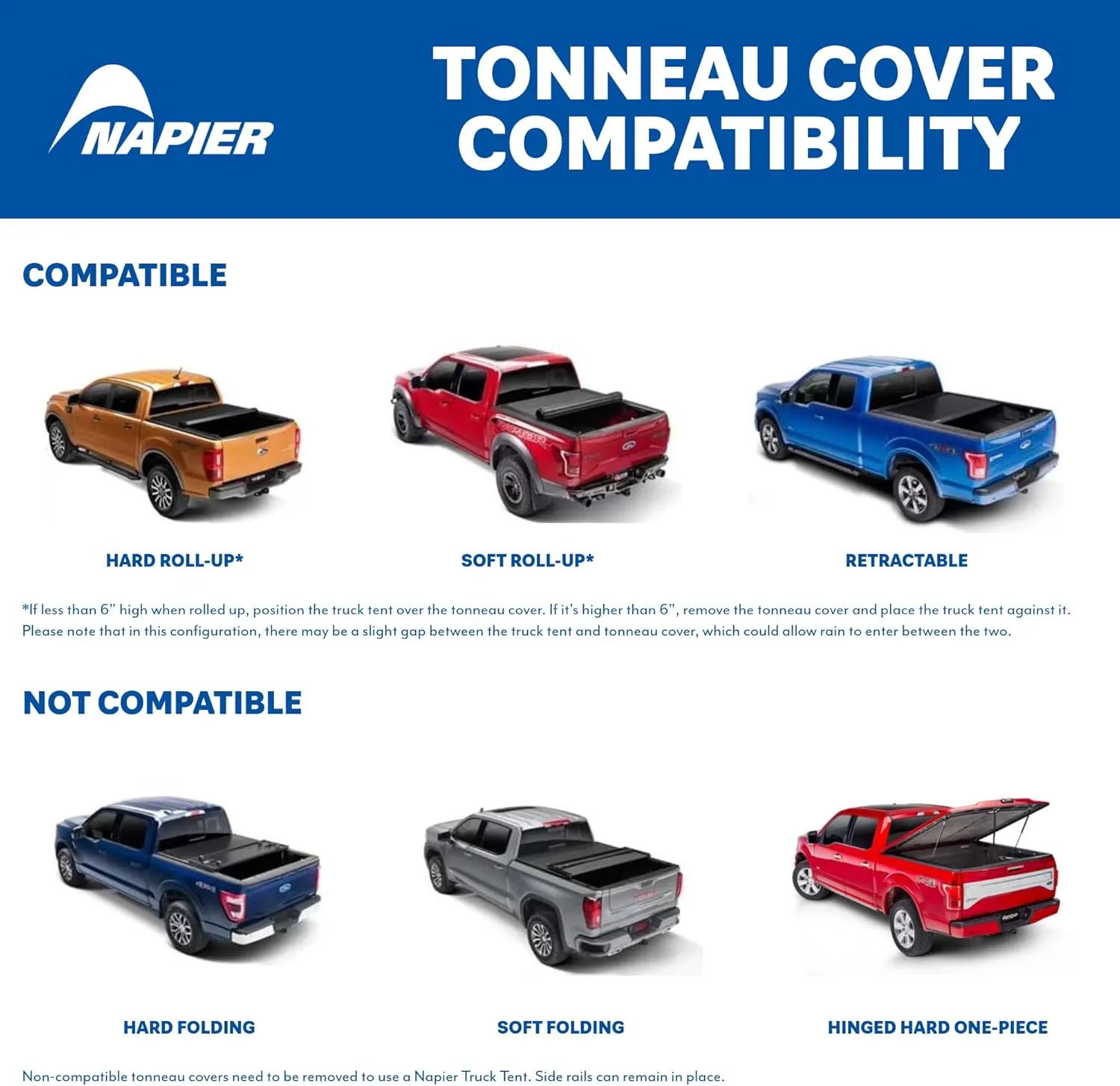 Napier Sportz Truck Bed Camping Tent - Waterproof 2-Person Tents - Easy to Install in 15 Minutes - Compact Storage Case - Sturdy Camp & Adventure Shelter - Spacious, Secure, Truck Accessories