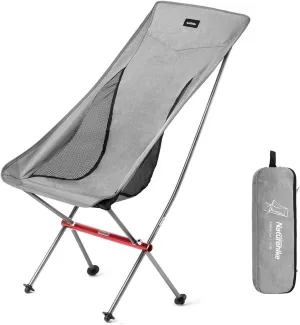 Naturehike Camping Chair, Foldable Chair with Storage Bag, Outdoor Portable Chair for Adults, Lightweight, Supports 330lbs, Backpacking Chair for Fishing, Hiking, Beach, Lawn (Grey/L)
