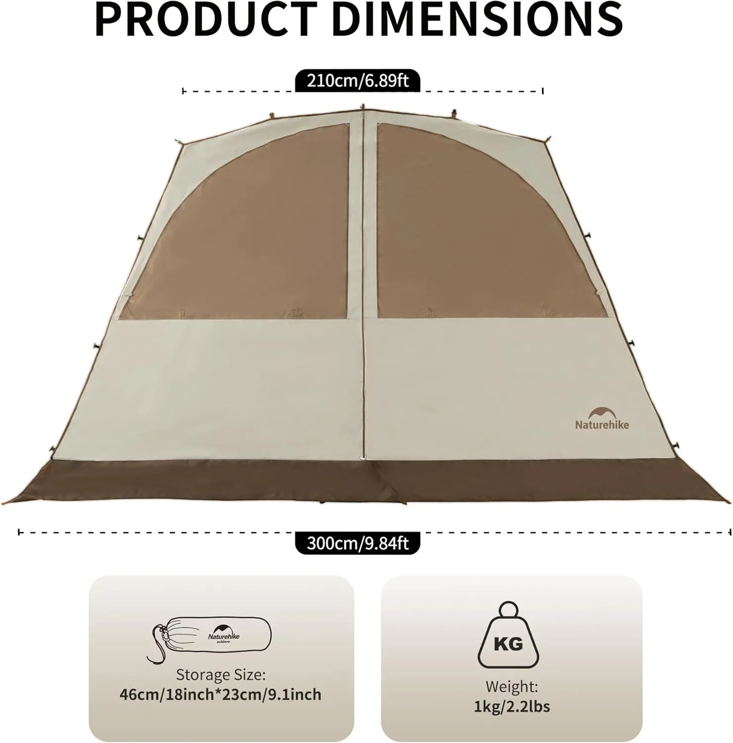 Naturehike Cloud Boundar Camping Tent, 60S Easy Setup Instant Pop up Tents for Camping,Canopy Tent for Sporting Events, Tailgating, Camping, Outdoor Activities