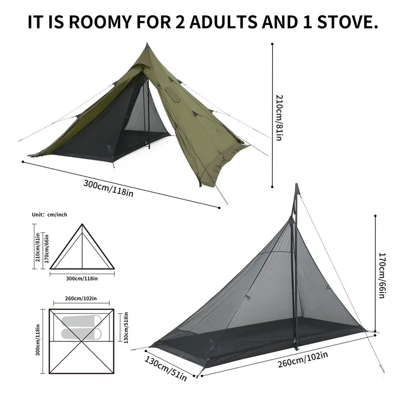 Naturehike Flame Retardant 4-Season Camping Tent with Stove Jack