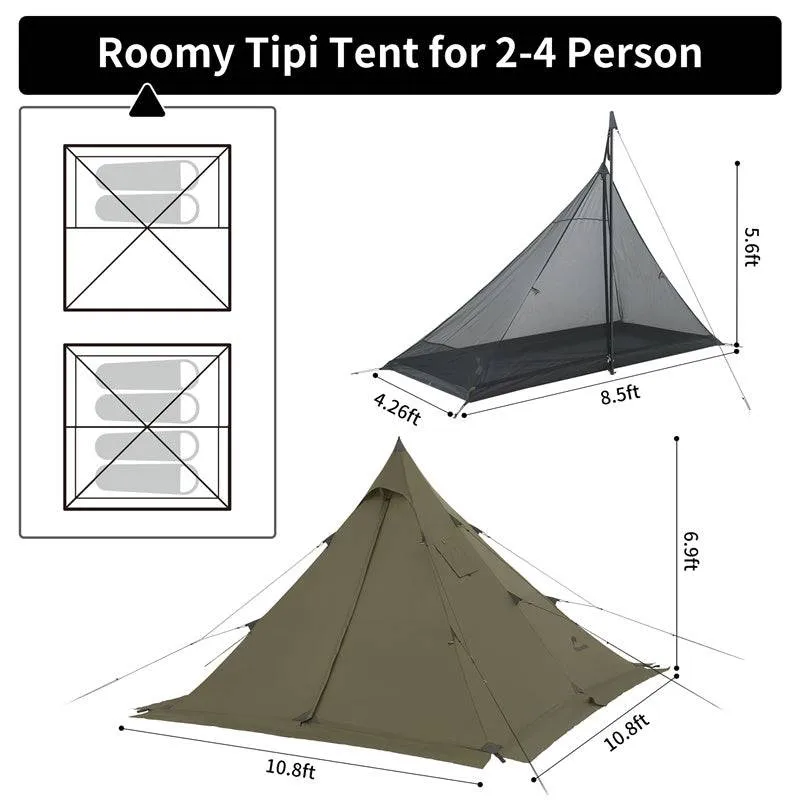 Naturehike Flame Retardant 4-Season Camping Tent with Stove Jack