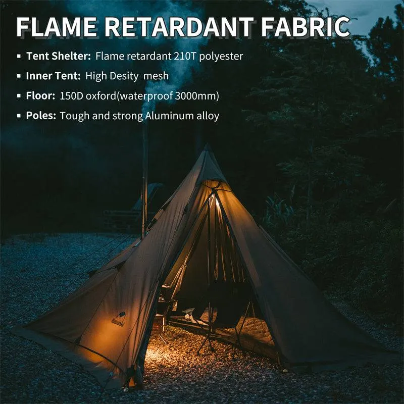 Naturehike Flame Retardant 4-Season Camping Tent with Stove Jack