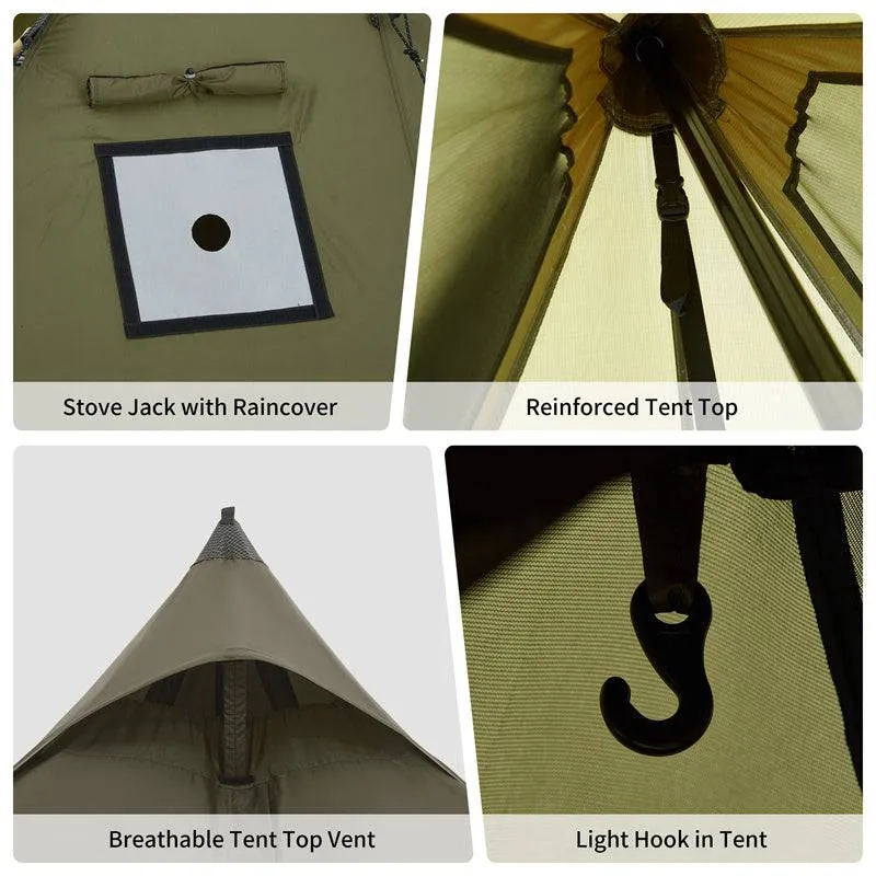 Naturehike Flame Retardant 4-Season Camping Tent with Stove Jack