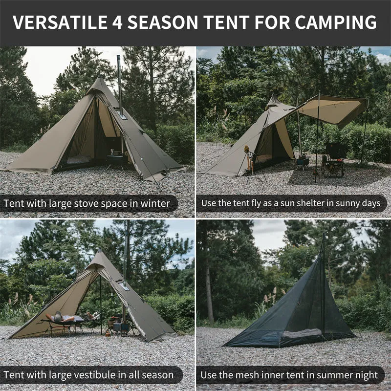 Naturehike Flame Retardant 4-Season Camping Tent with Stove Jack