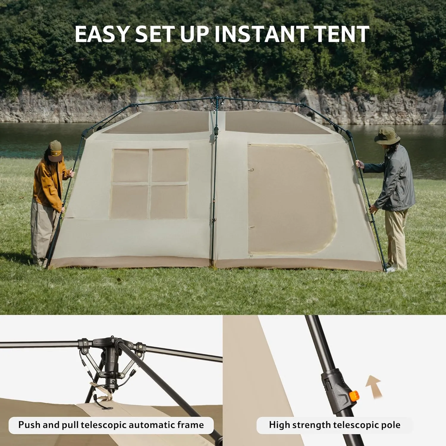 Naturehike Village Camping Tent,4/6/8 Person Tents for Camping, 60S Easy Setup Instant Tent for Family Camping, Car Camping