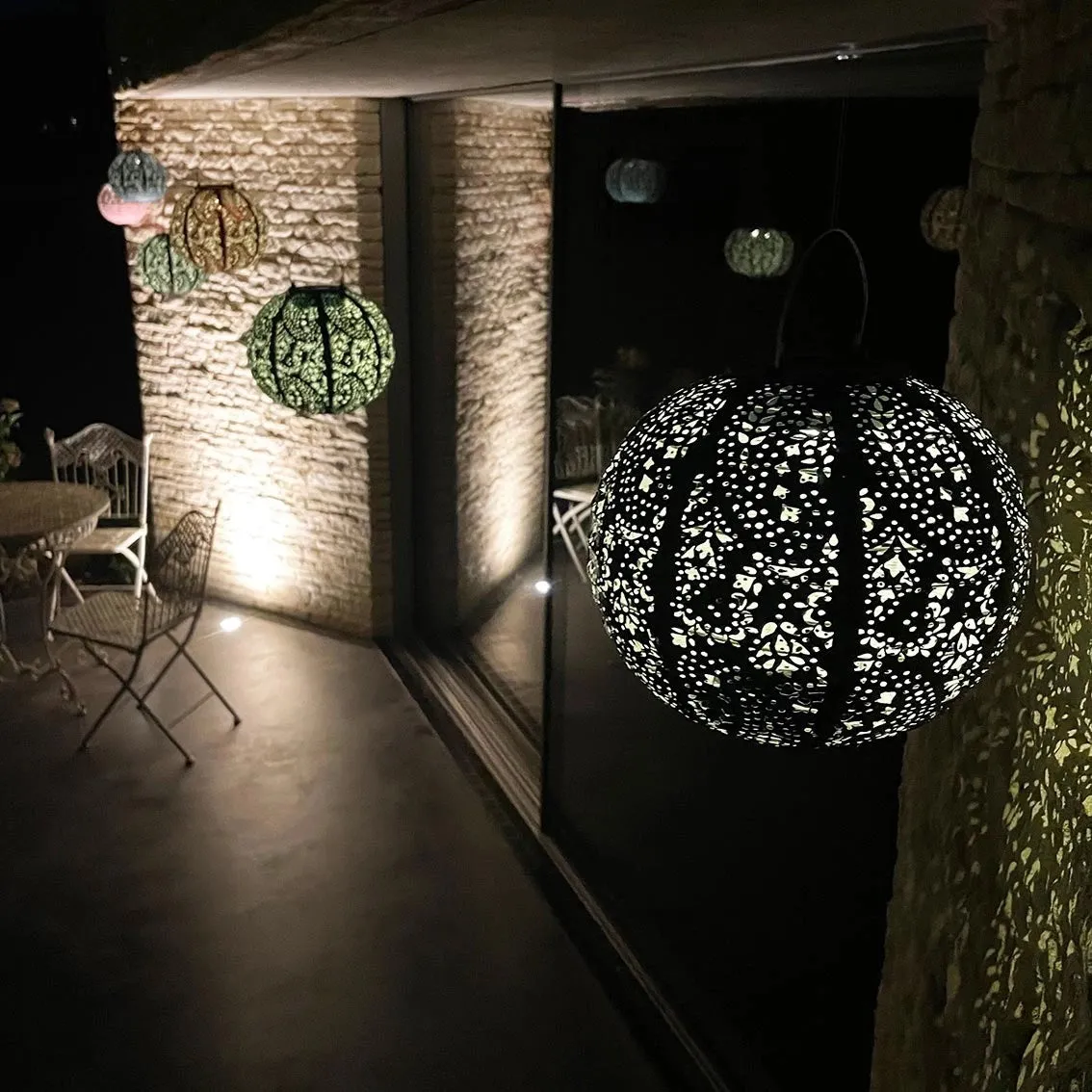 Navy Outdoor Solar Lanterns for Garden - 2 Pack