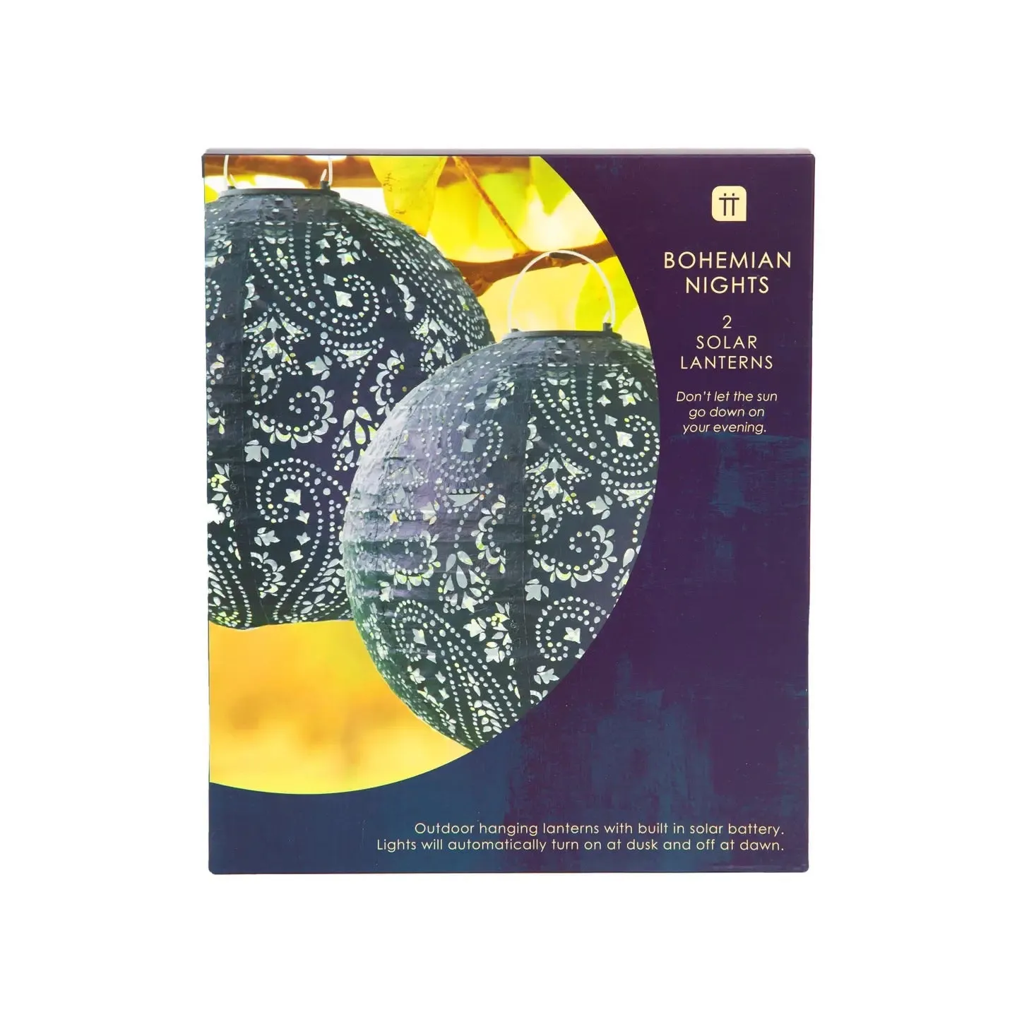Navy Outdoor Solar Lanterns for Garden - 2 Pack