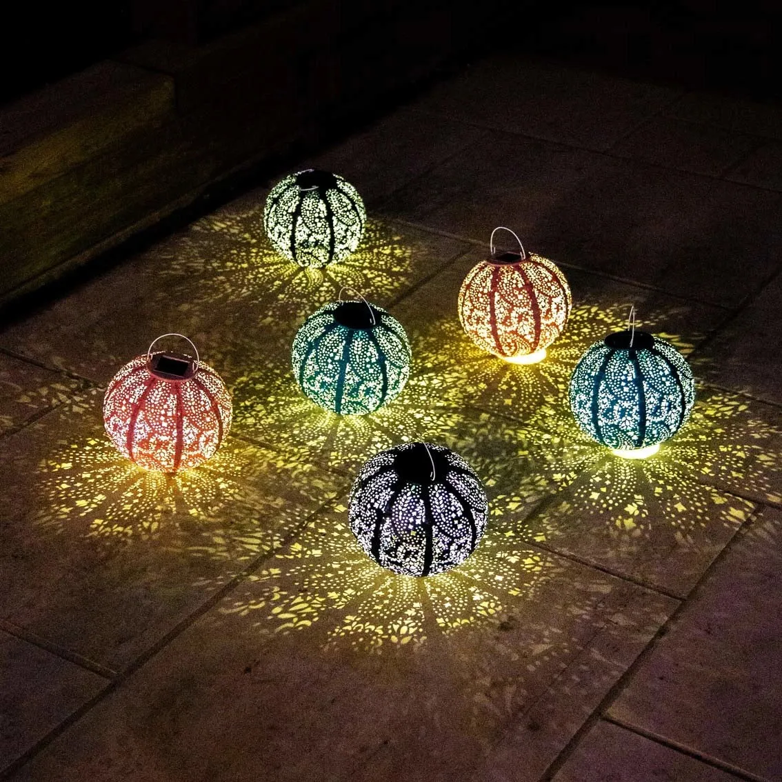 Navy Outdoor Solar Lanterns for Garden - 2 Pack